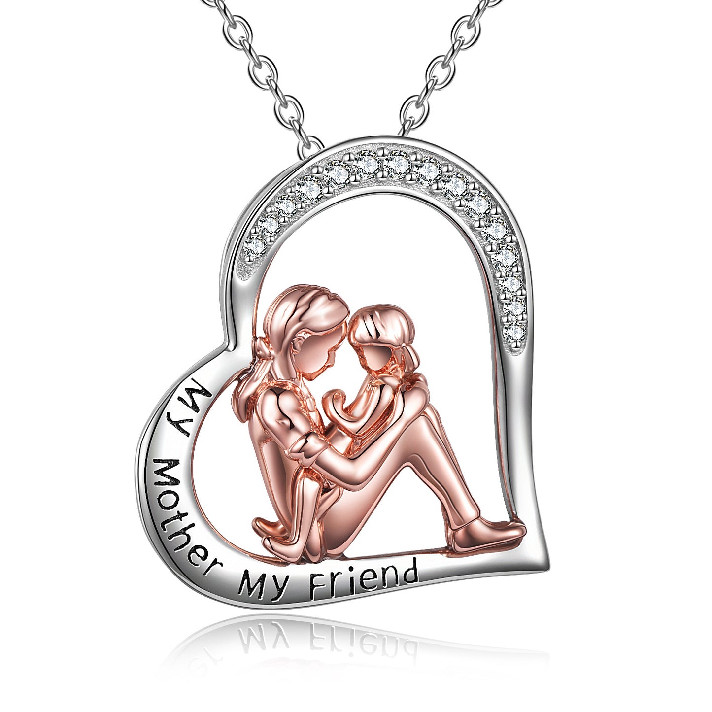 Mother Daughter Necklace 925 Sterling Silver