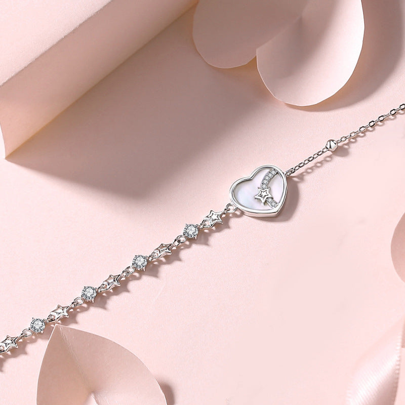 Sterling Silver Heart-connected Love Bracelet