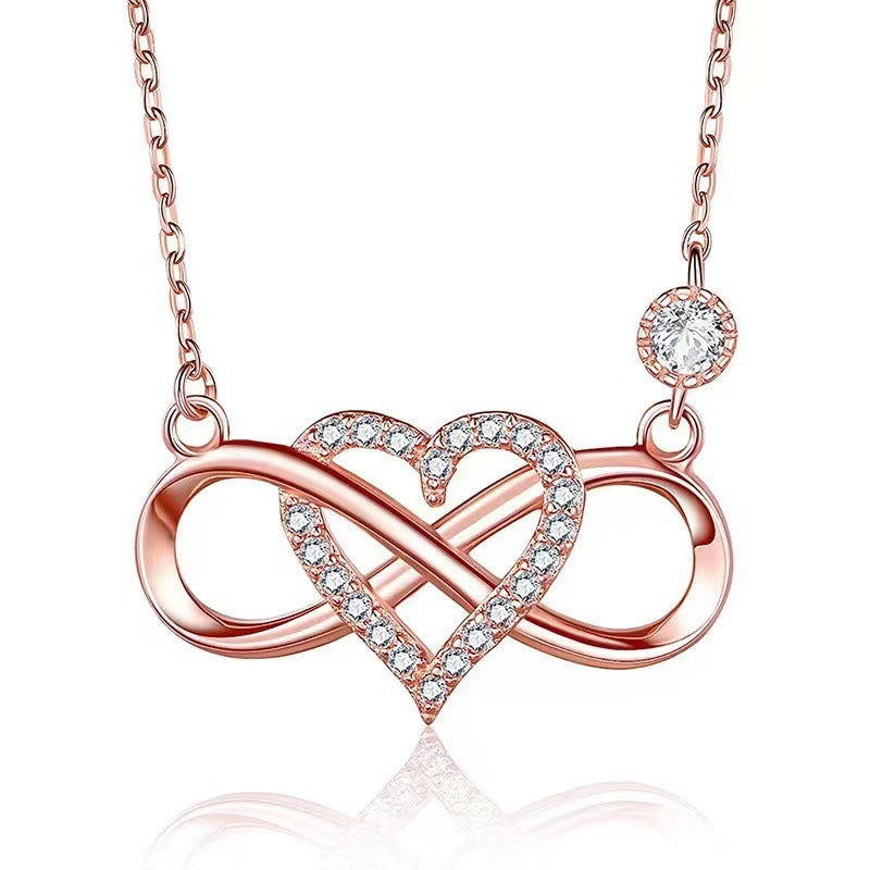 S925 Sterling Silver Infinity Heart Necklace