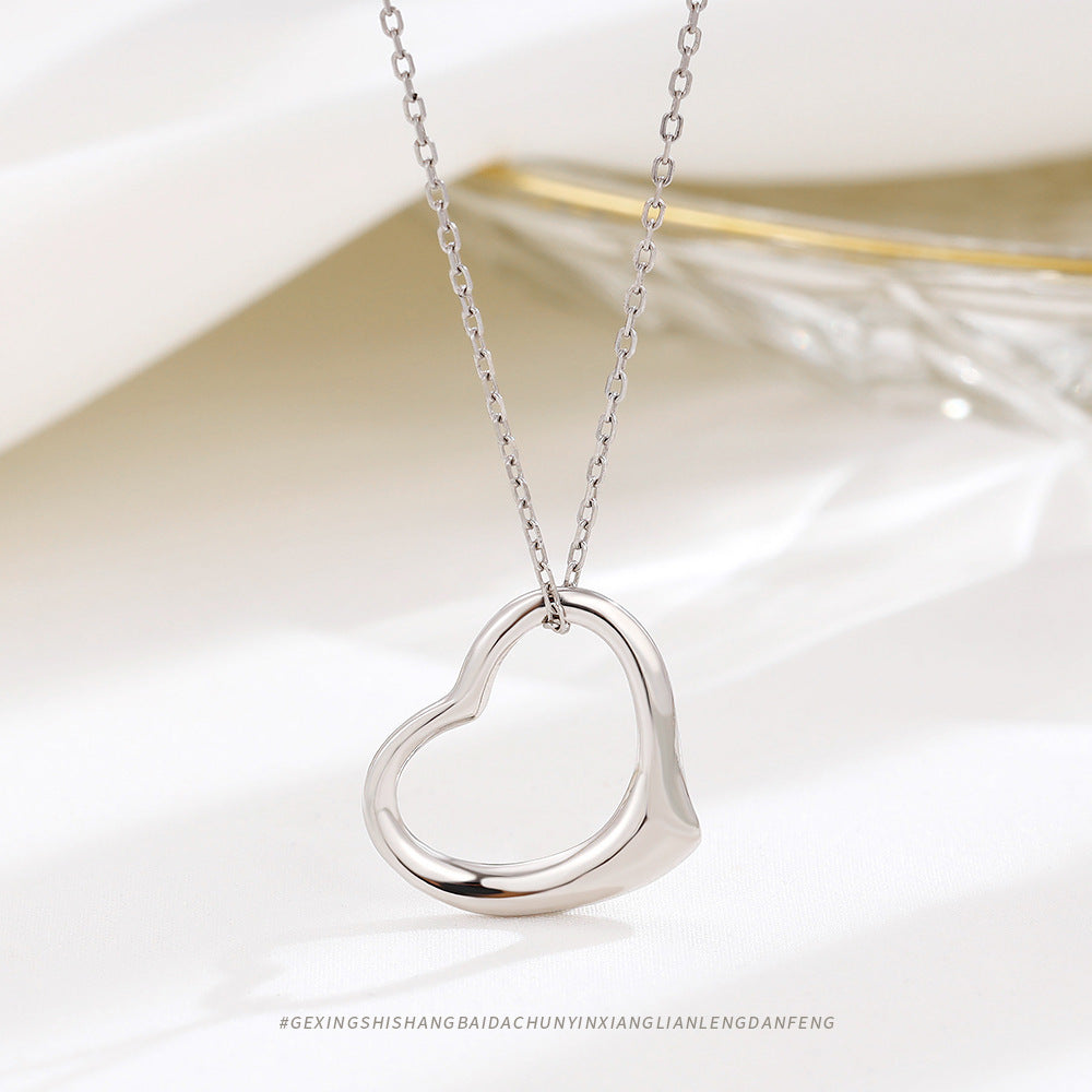 S925 Sterling Silver Hollow Heart Necklace