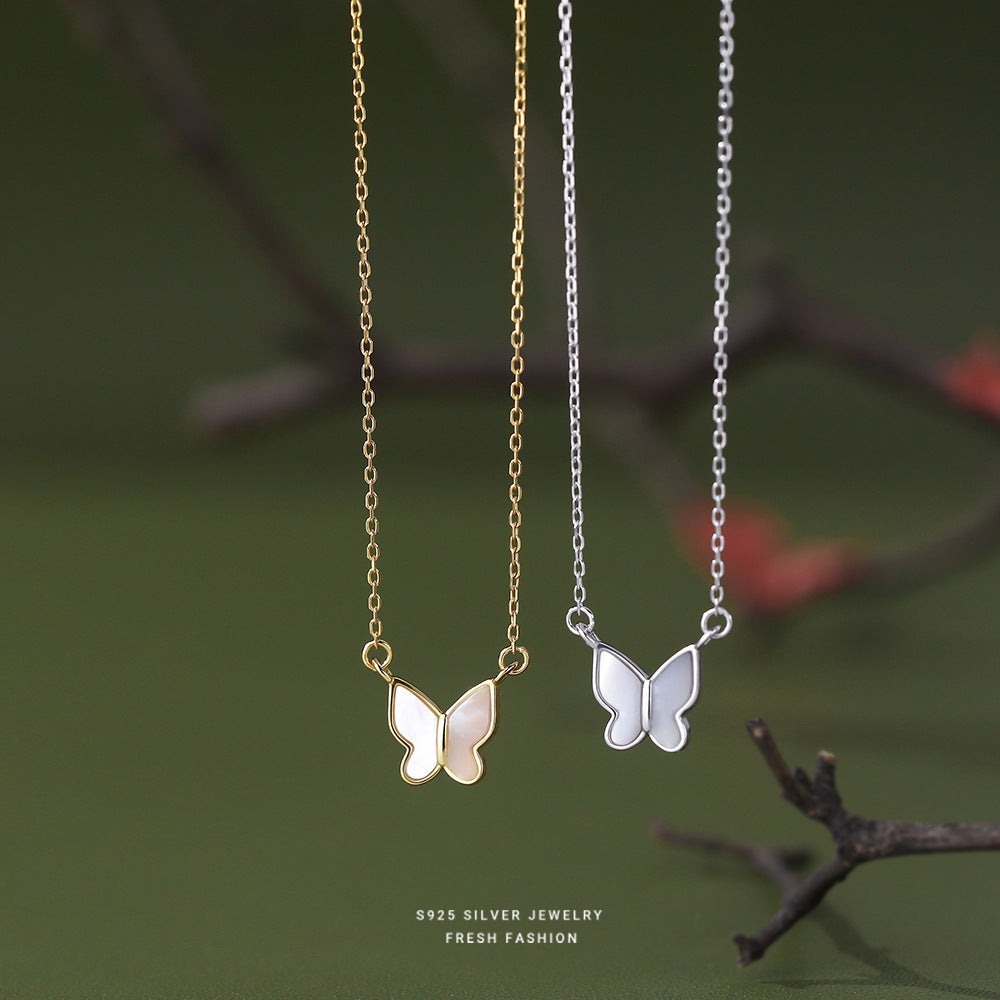 White Shell Butterfly Pendant Necklace