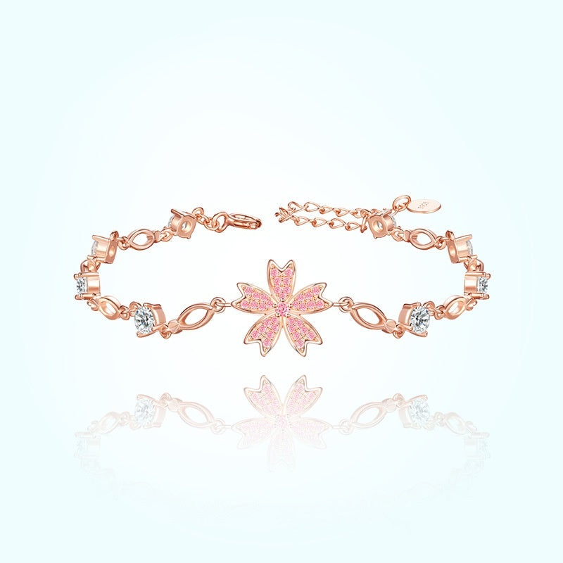 S925 Sterling Silver Cherry Blossom Bracelet