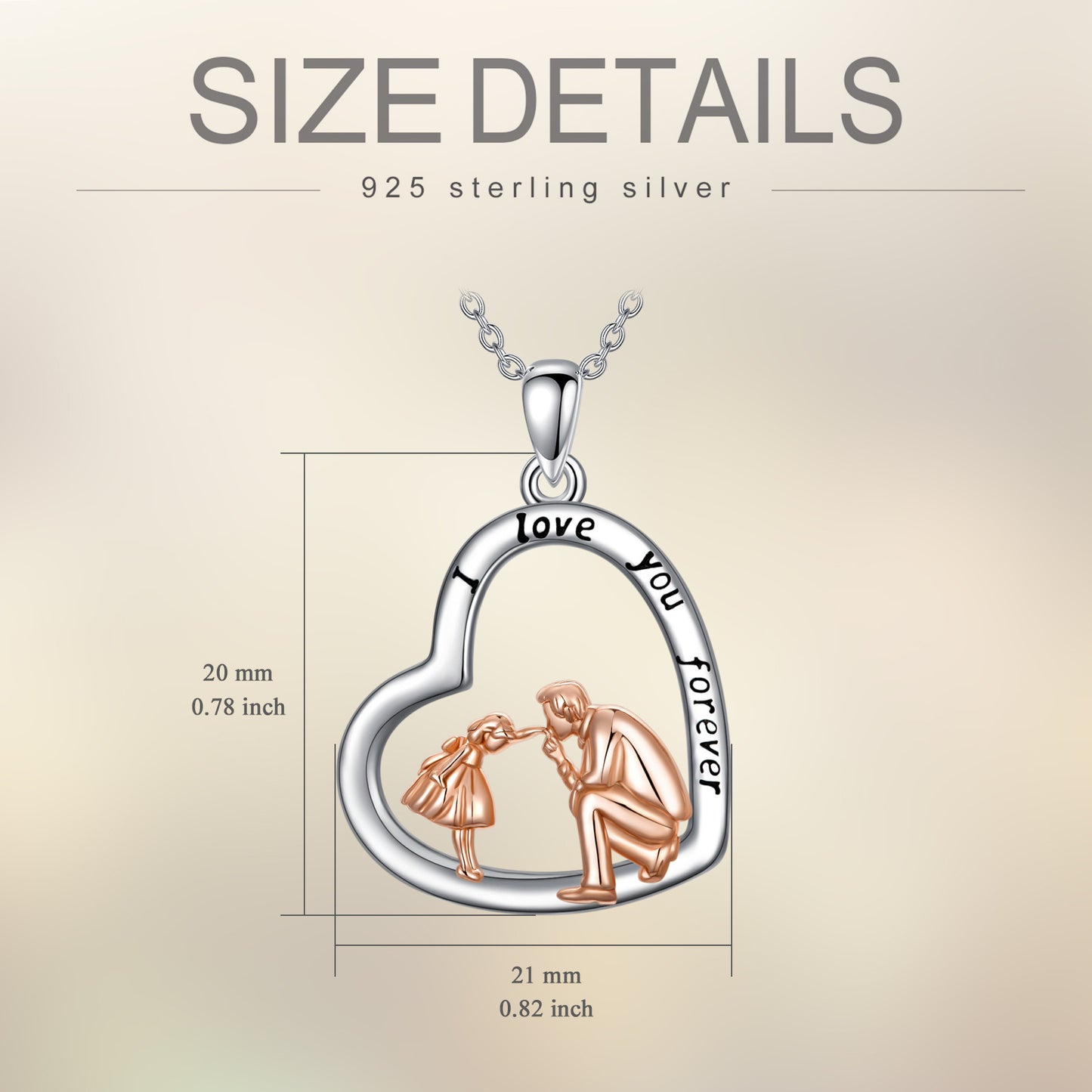 S925 Sterling Silver Father-Daughter- Heart Necklace