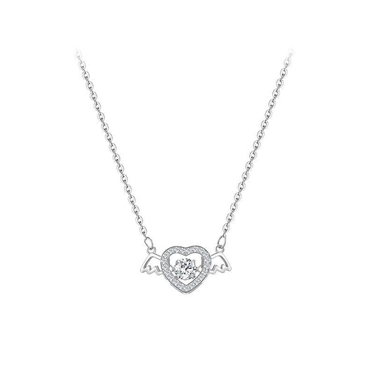 S925 Sterling Silver Angel Heart Necklace For Women