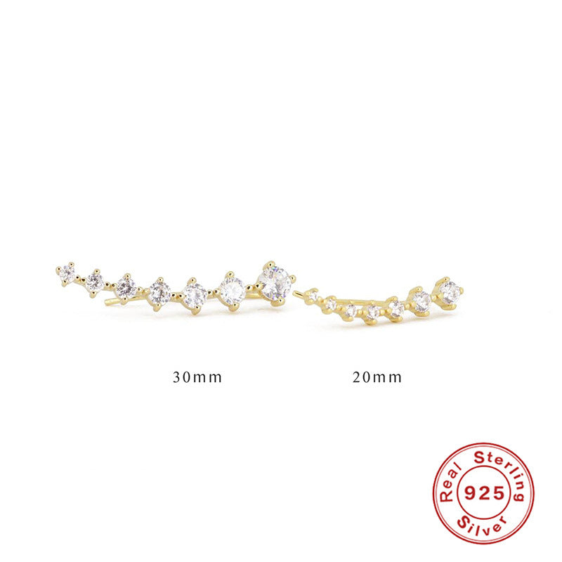 S925 Silver Single Row Diamond Ear Studs