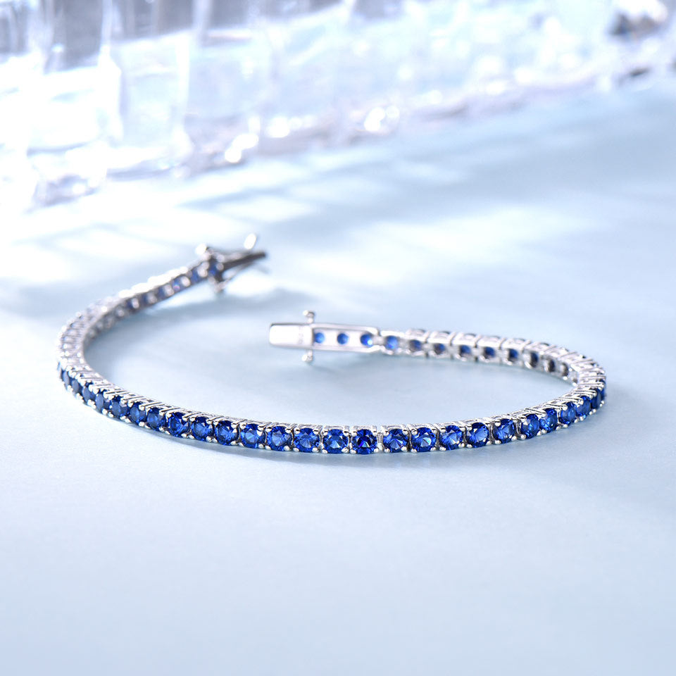 925 S.Silver Nano Sapphire Tennis Bracelet