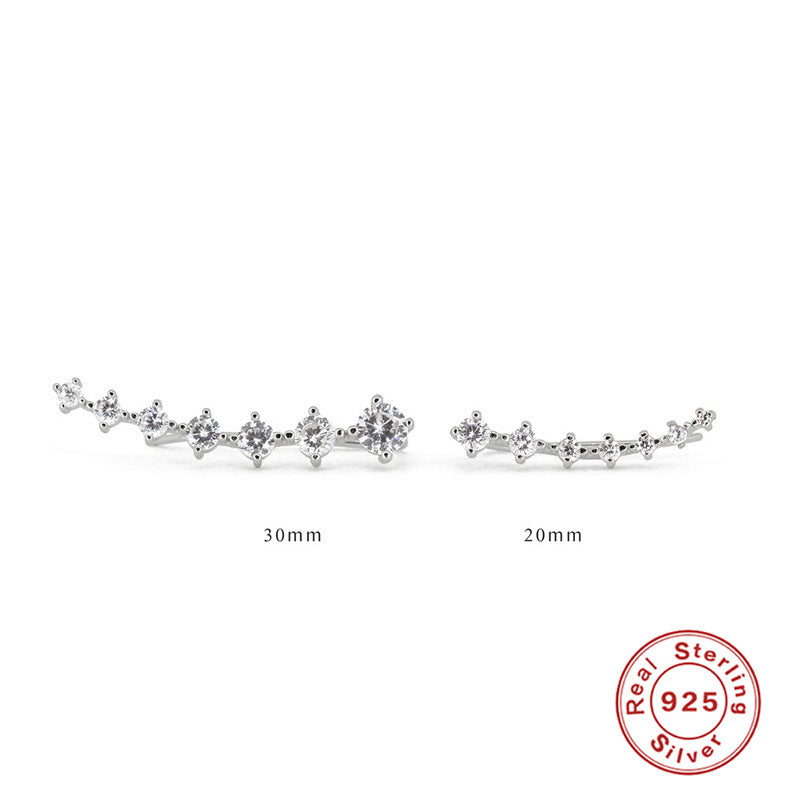 S925 Silver Single Row Diamond Ear Studs