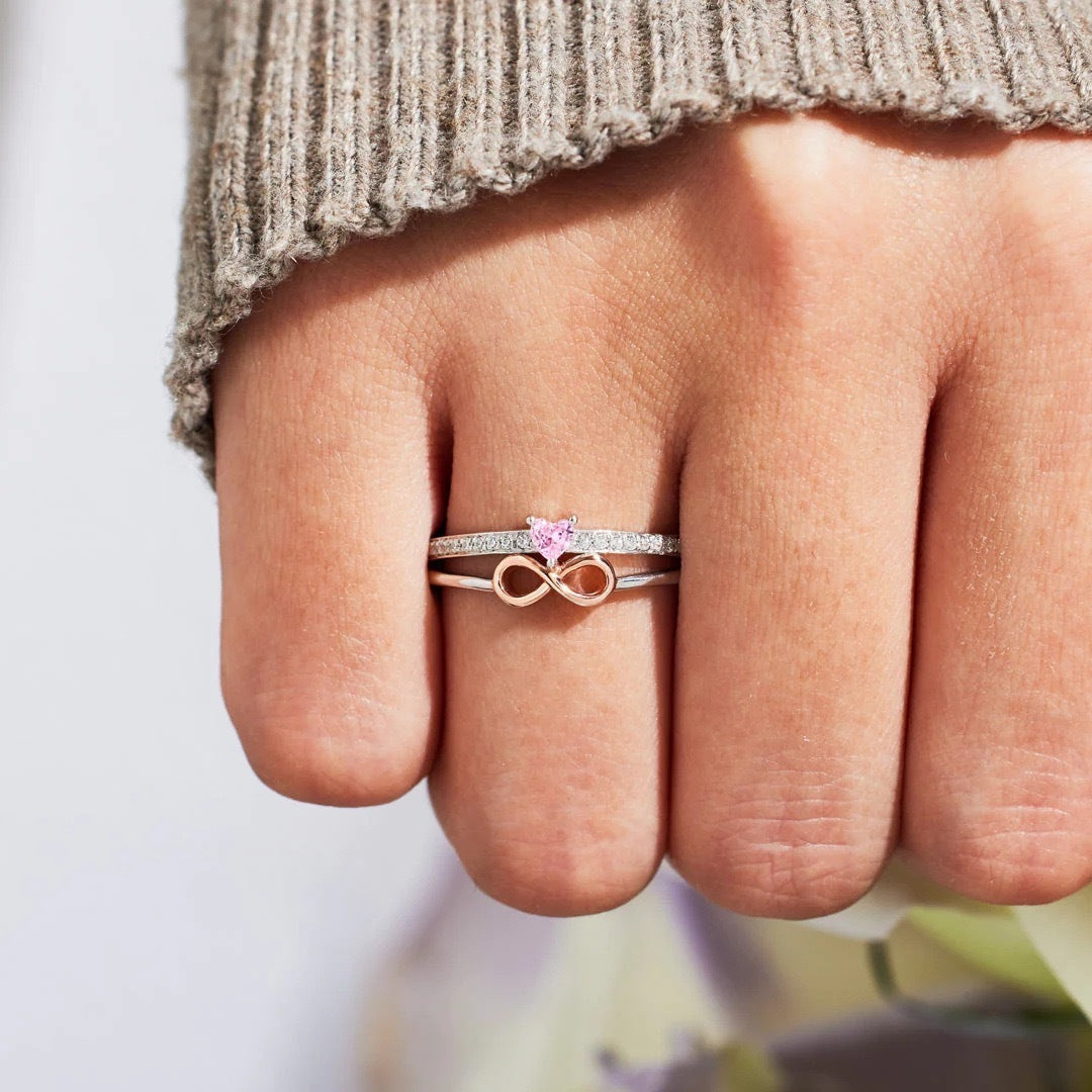 Sterling Silver Love Heart-shaped Infinity Ring