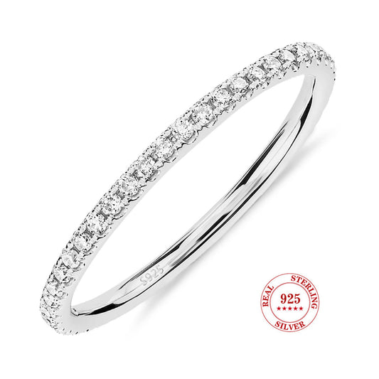 S925 Sterling Silver Single Row Ring