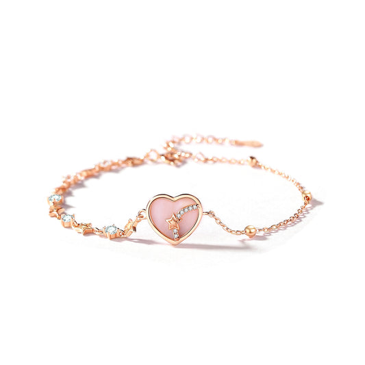 Sterling Silver Heart-connected Love Bracelet