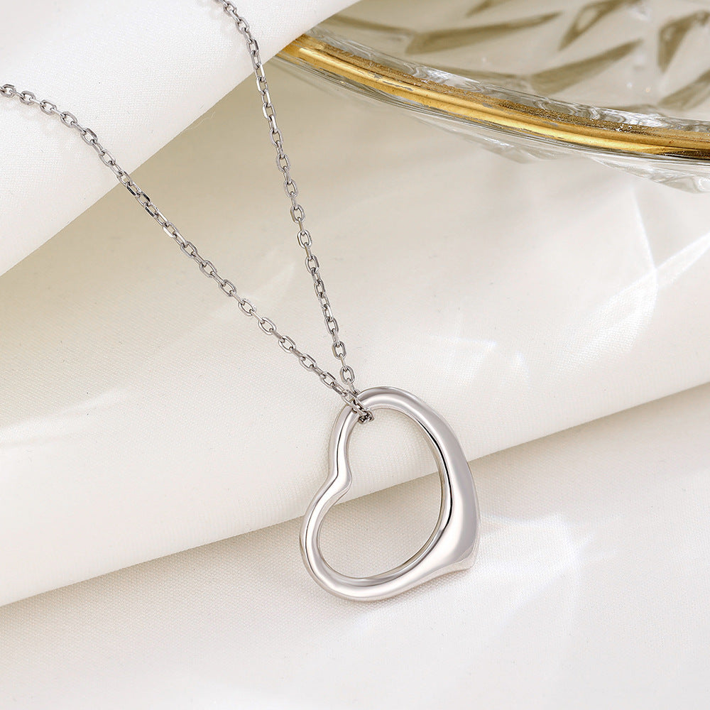 S925 Sterling Silver Hollow Heart Necklace