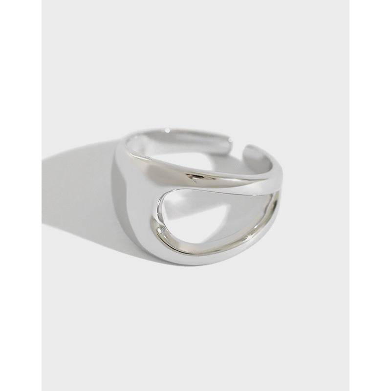 S925 Sterling Silver Hollow Glossy Ring