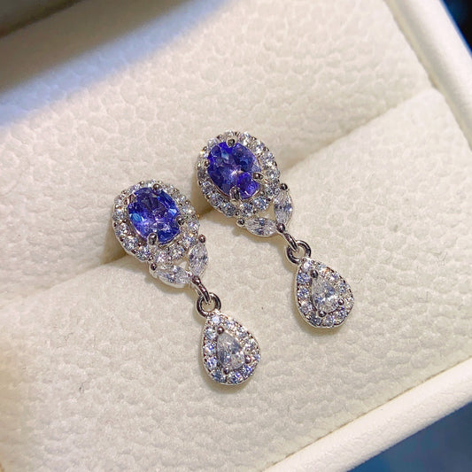 Natural Tanzanite Stud Earrings