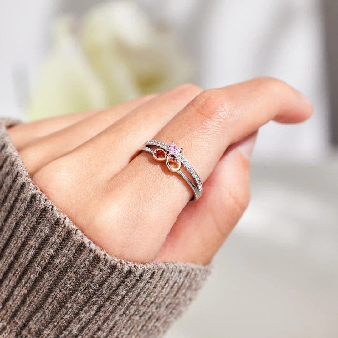 Sterling Silver Love Heart-shaped Infinity Ring