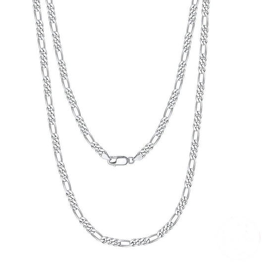 S925 Sterling Silver Necklace Domineering Carven/Figaro Design Chain