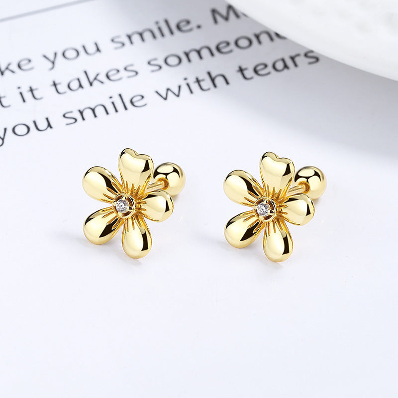 S925 Silver Flower Petal Ear Studs