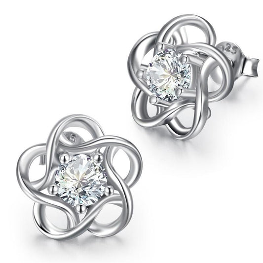 S.Silver Flower Stud Earrings