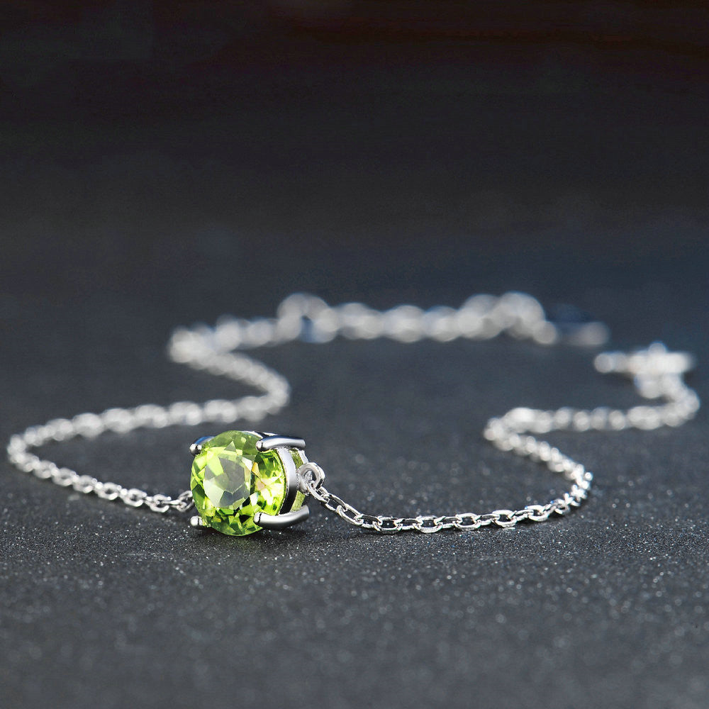 925 Sterling Silver Color Jewelry Natural Peridot White Gold Bracelet