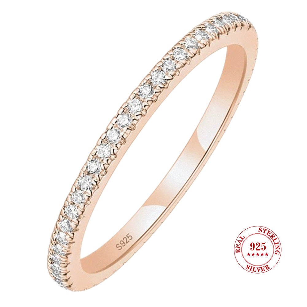 S925 Sterling Silver Single Row Ring