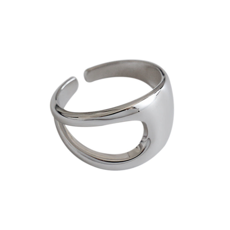 S925 Sterling Silver Hollow Glossy Ring