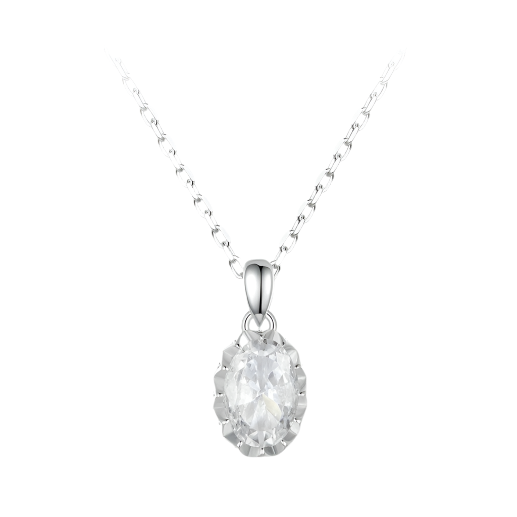 Light Luxury Drop-shaped 1 Karat Shining Moissanite Necklace S925 Sterling Silver White Gold Plated