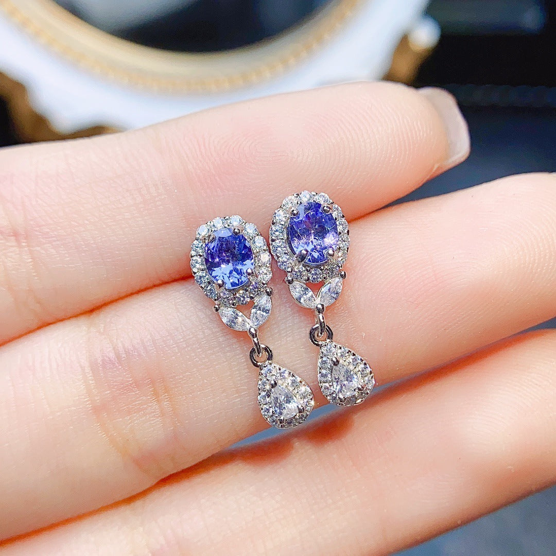 Natural Tanzanite Stud Earrings