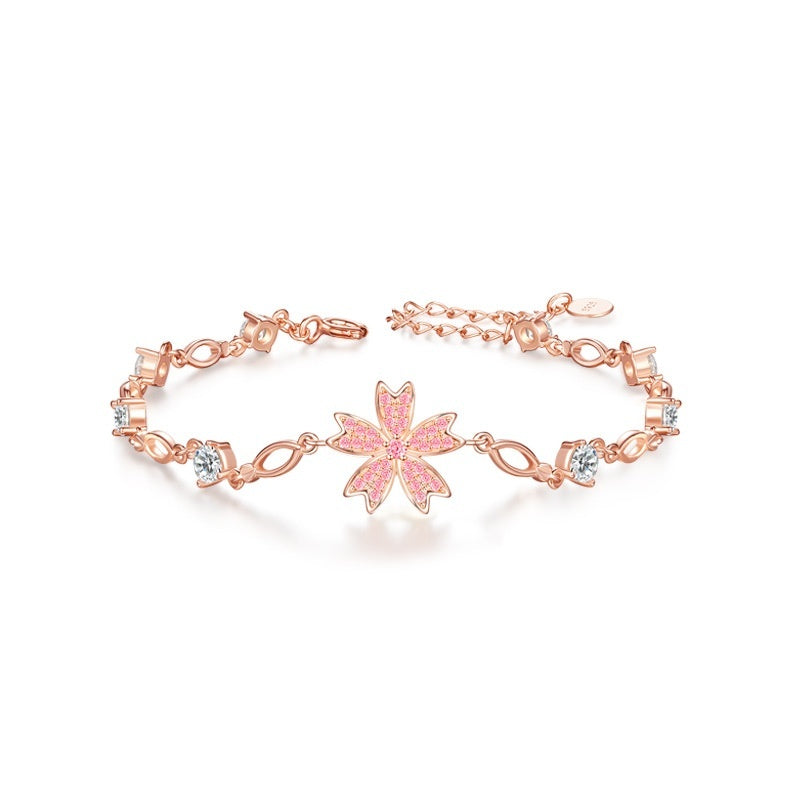 S925 Sterling Silver Cherry Blossom Bracelet