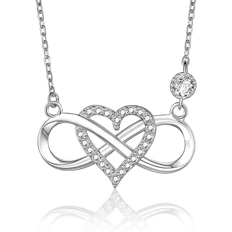 S925 Sterling Silver Infinity Heart Necklace