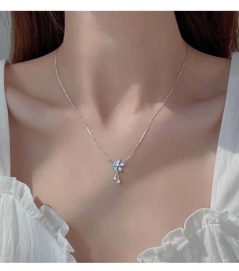 S999 Pure Silver Flower Necklace