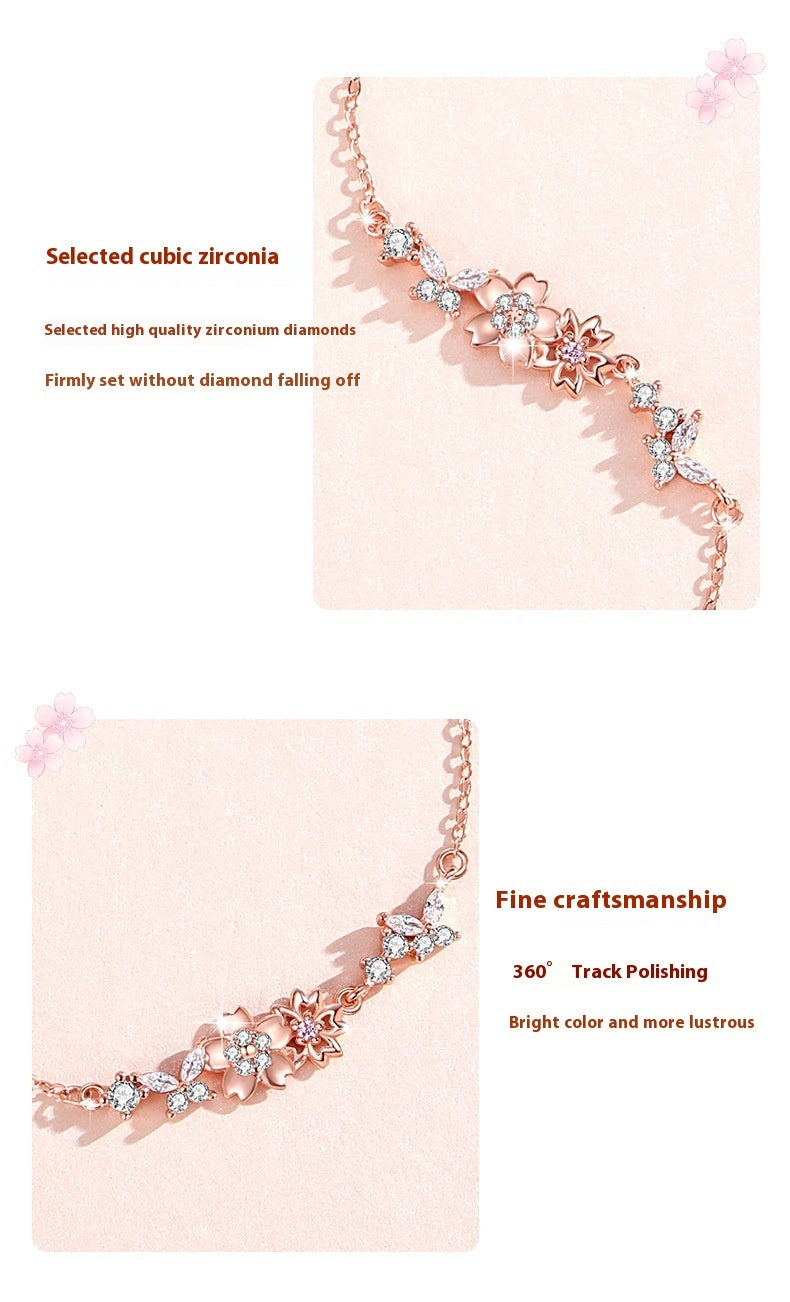 Sterling Silver 925 Cherry Blossom Bracelet