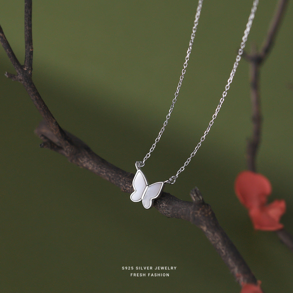 White Shell Butterfly Pendant Necklace