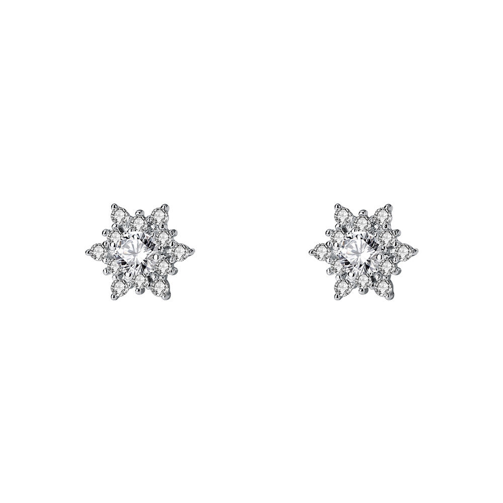 S925 S.Silver Snowflake Stud Earrings