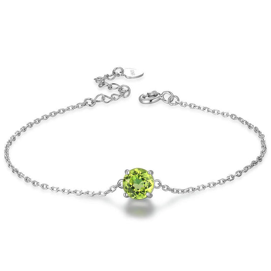 925 Sterling Silver Color Jewelry Natural Peridot White Gold Bracelet