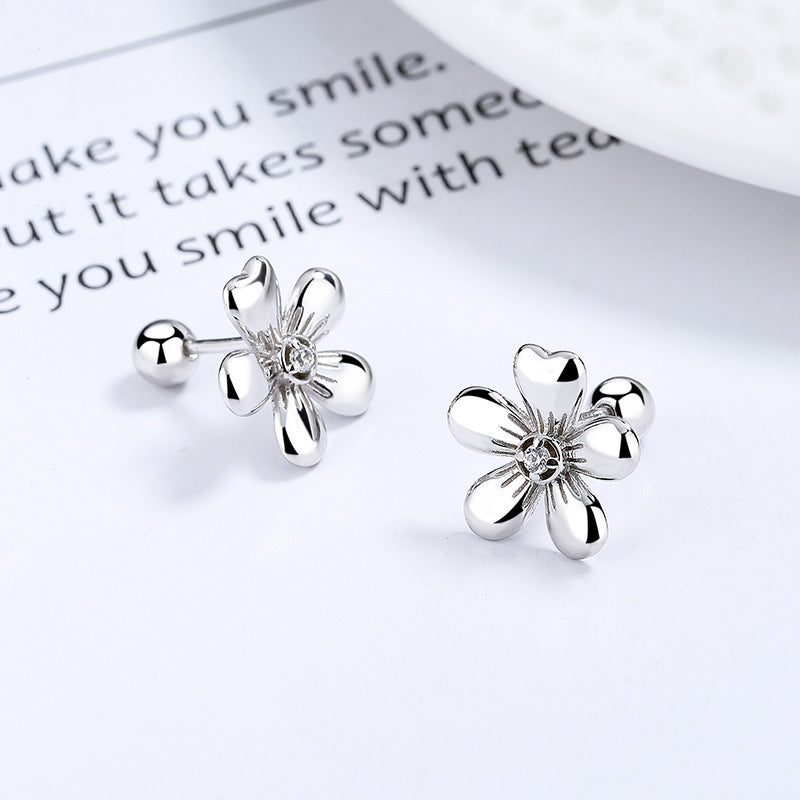 S925 Silver Flower Petal Ear Studs