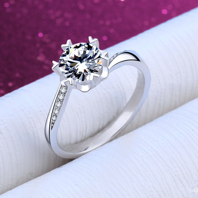 925 Silver D Color M. Diamond Ring