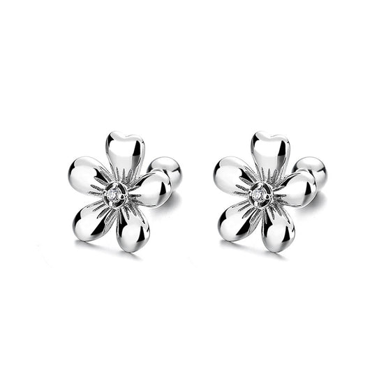 S925 Silver Flower Petal Ear Studs