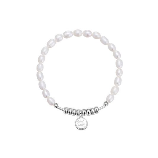 S925 Silver Freshwater Pearl Bracelet Letters