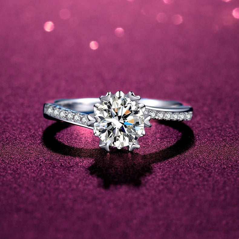 925 Silver D Color M. Diamond Ring