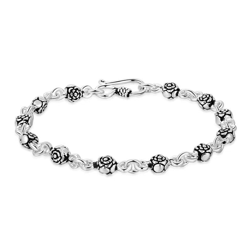 Women's Vintage Rose Silver Bracelet