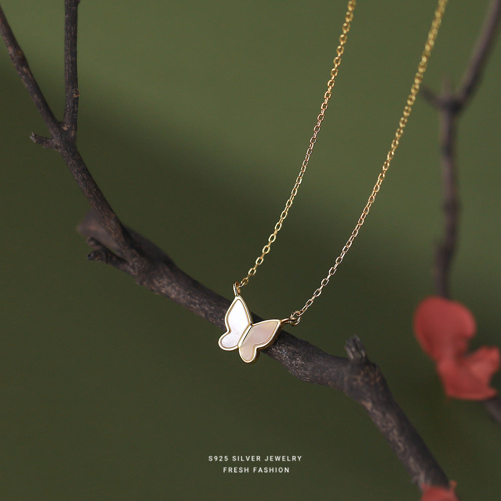 White Shell Butterfly Pendant Necklace