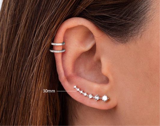 S925 Silver Single Row Diamond Ear Studs