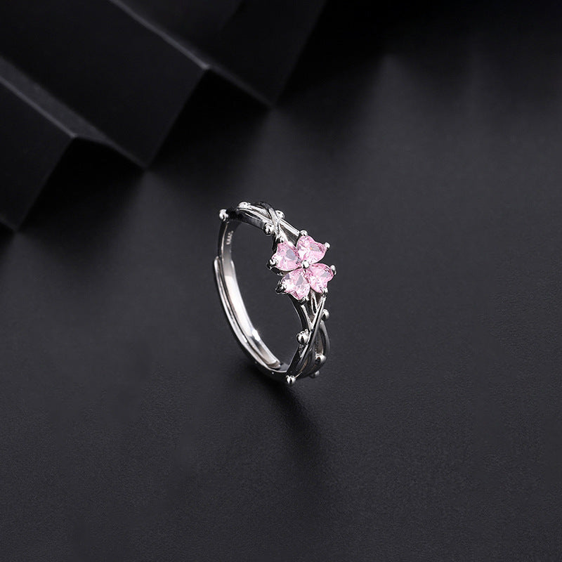 S999 Sterling Silver Thorn Clover Ring