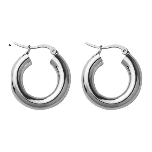 S925 S.Silver Plain Silver hoop earrings