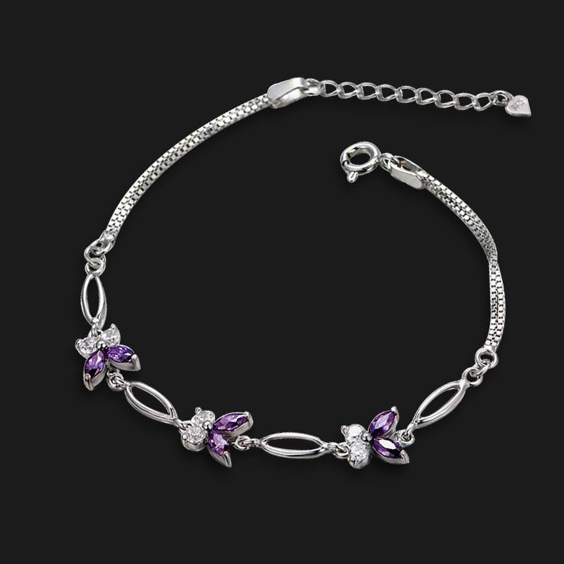 925 Sterling Silver Butterfly Amethyst Bracelet Fresh Butterfly Ornament