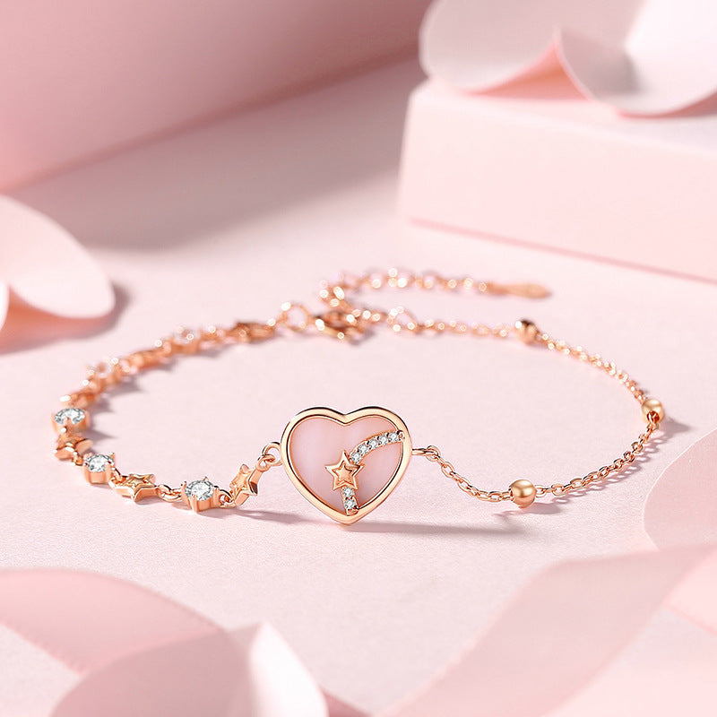 Sterling Silver Heart-connected Love Bracelet