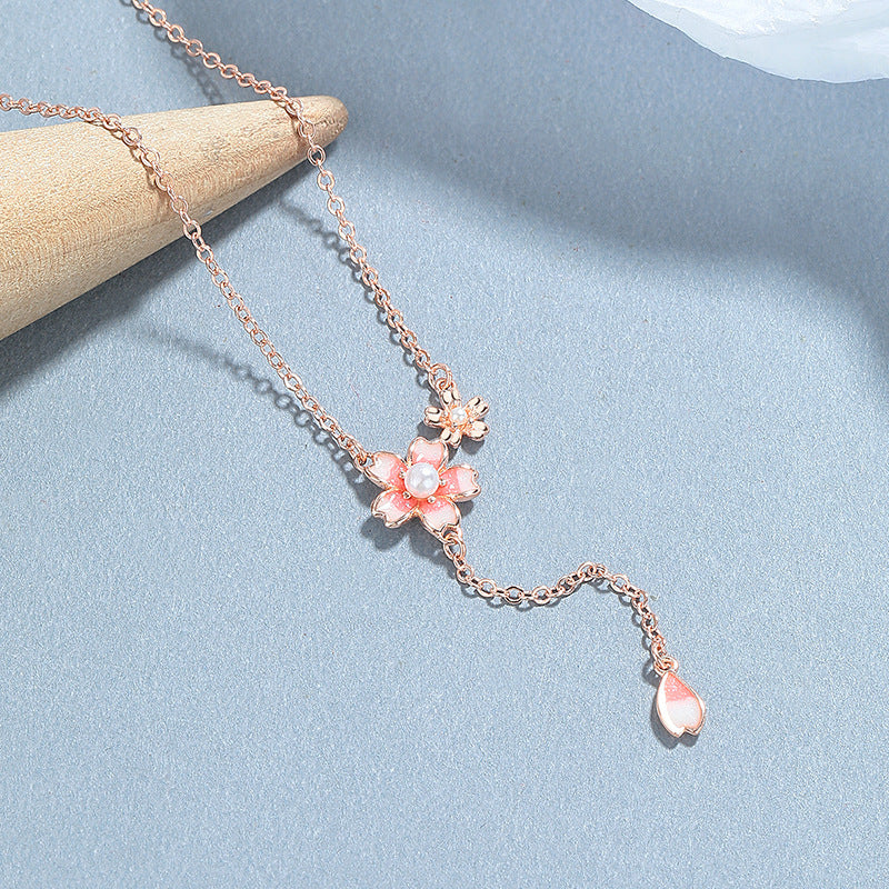 925 Silver Cherry Blossom Pearl Necklace