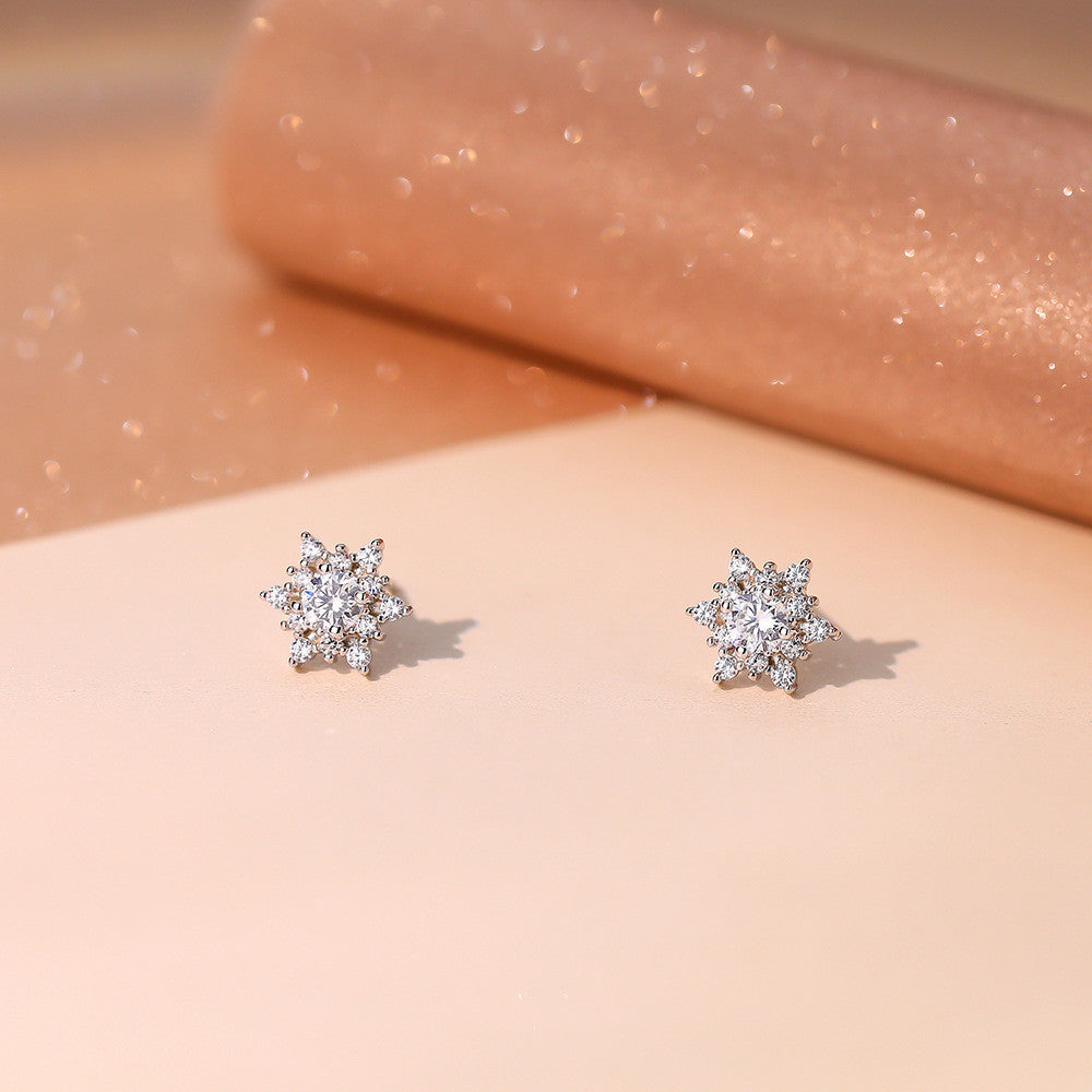 S925 S.Silver Snowflake Stud Earrings