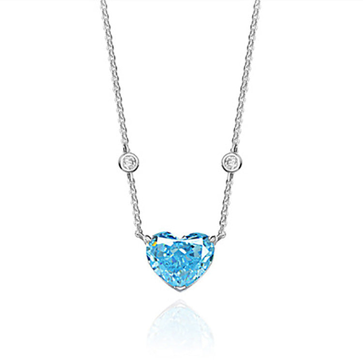 S925 S.Silver Ocean Blue-Heart Necklace