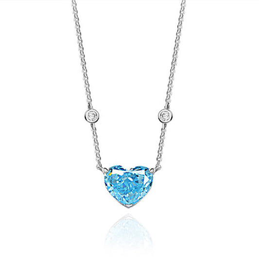 S925 S.Silver Ocean Blue-Heart Necklace