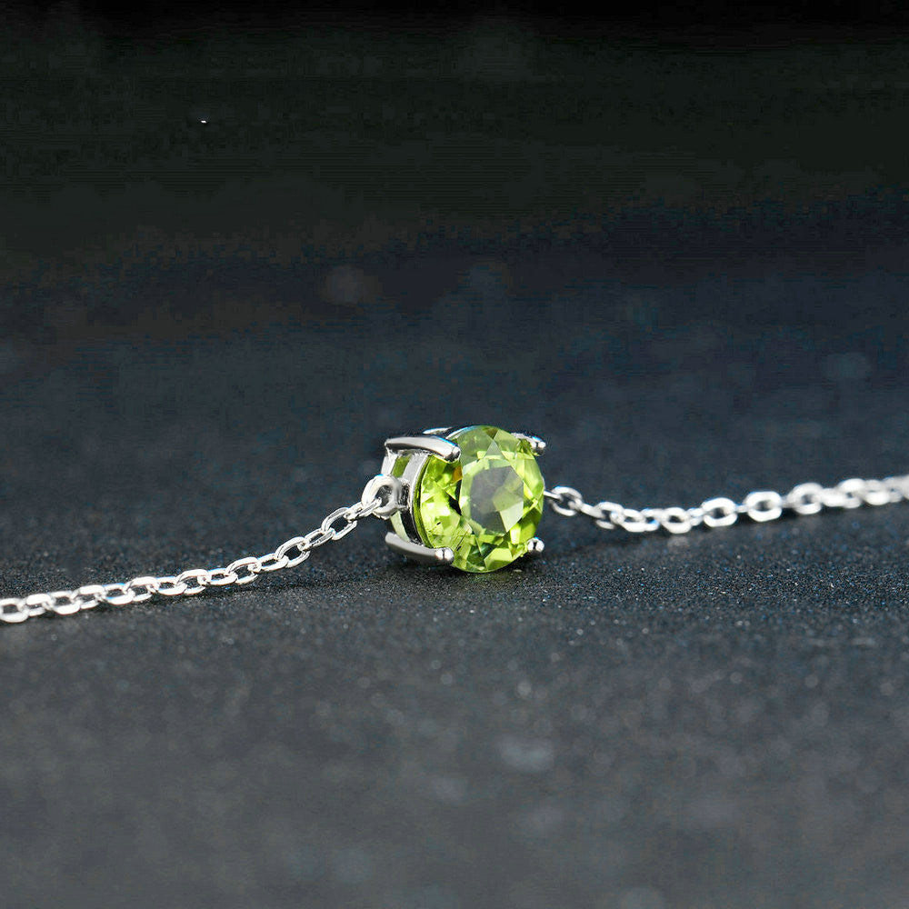 925 Sterling Silver Color Jewelry Natural Peridot White Gold Bracelet